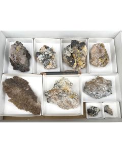 Wulfenite, Plattnerite xls etc.; Silver Bill Mine, Gleeson, AZ, USA; 1 flat; unique (41)
