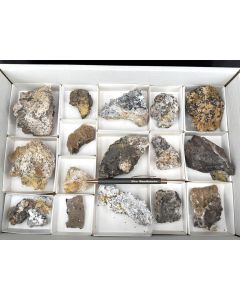 Wulfenite, Plattnerite, Hydrozincite xls; Silver Bill Mine, Tombstone, AZ, USA; 1 flat; unique (54)
