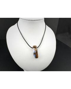 Matrix Opal; Queensland Boulder Opal; 20 ct, 27 × 10 × 7 mm; as pendant with leather cord; unique piece 