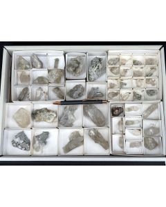 Rock Crystal xx, Smoky Quartz xx, Chlorite; brighter crystals and crystal groups; Zinggenstock, Switzerland, from the Strahler Rufibach; 1 flat; unique