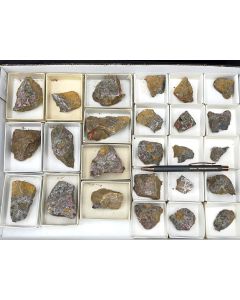 Pecoraite, Idrialite and Cinnabar; Culver Baer Mine, California, USA; 1 flat; unique