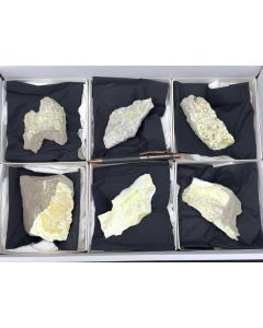 Andersonite, Zippeite xls; partly UV-active; D-Day Mine, UT, USA; 1 unique flat
