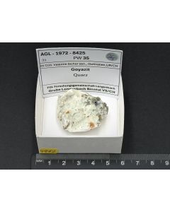 Goyazite, Quartz xls; Lengenbach Mine, Binntal, Valais, Switzerland; Valentin Sicher Sr. collection; Min; unique piece