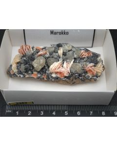 Cerussite, Barite, Galena xls; Mibladen, Morocco; Scab; unique piece